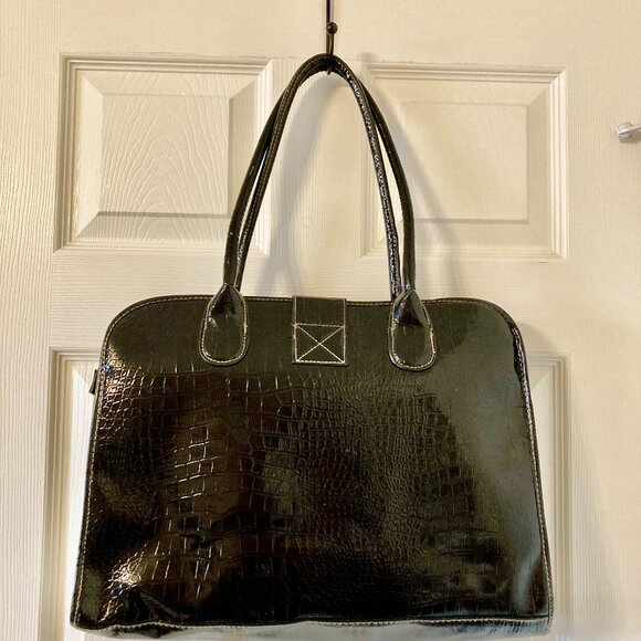 Great Condition, LG Patent Croc Embossed Tech Bag Satchel Tote - Picture 2 of 10